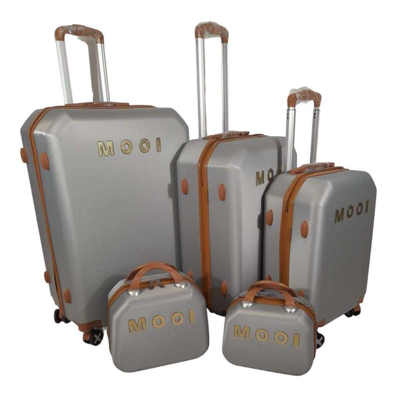 SMTE-Quality Luggage Suitcase Hardshell Mooistar 5 Piece - Grey with keychain
