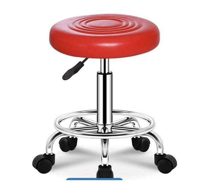 SMTE Modern and Adjustable Mini Bar Stool with Wheels - Red with keychain