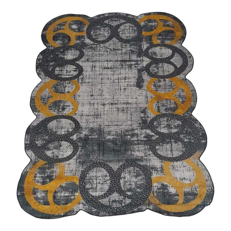 SMTE Quality Large 3D Printed European Style Rug - Black & Gold - F1 - B27 with keychain