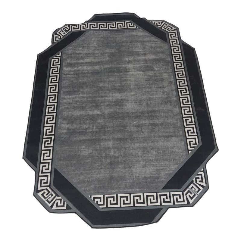 SMTE Quality Large 3D Printed European Style Rug - Grey & Black - F1 - B25 with keychain