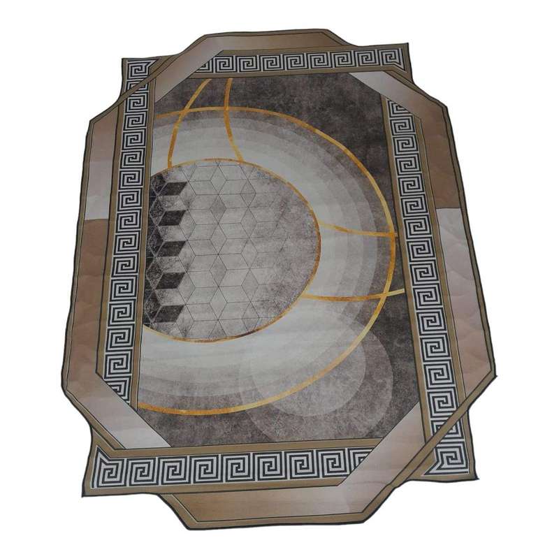 SMTE Quality Large 3D Printed European Style Rug - Brown & Gold - F1 - B08 with keychain