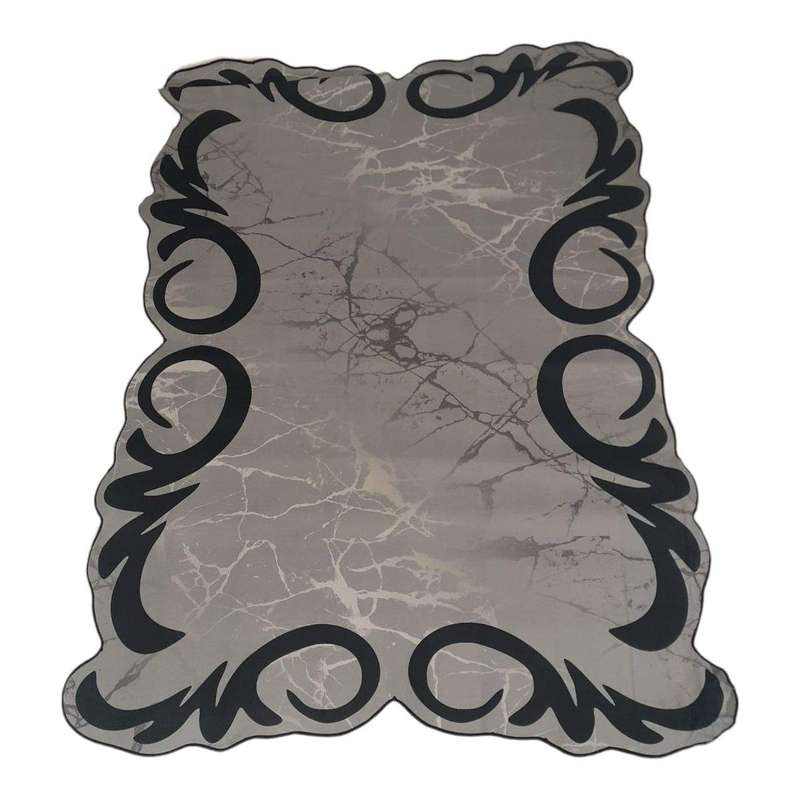 SMTE Quality Large 3D Printed European Style Rug - Black&Silver - F1 - B07 with keychain