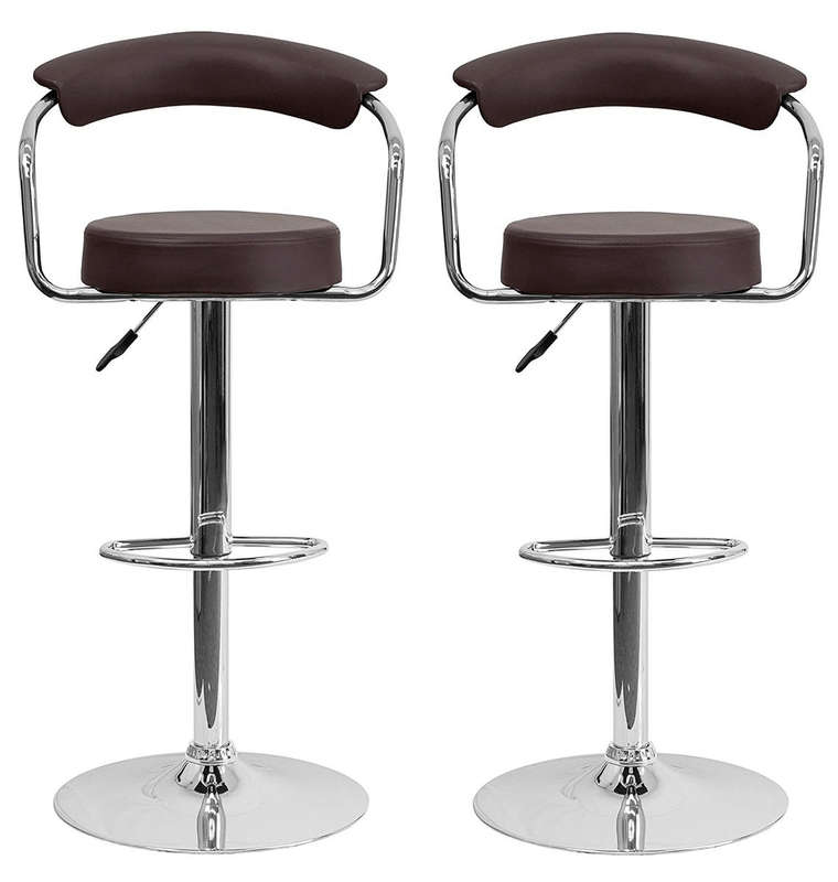 SMTE Adjustable Chrome Base Bar Stools - 2 Piece with keychain