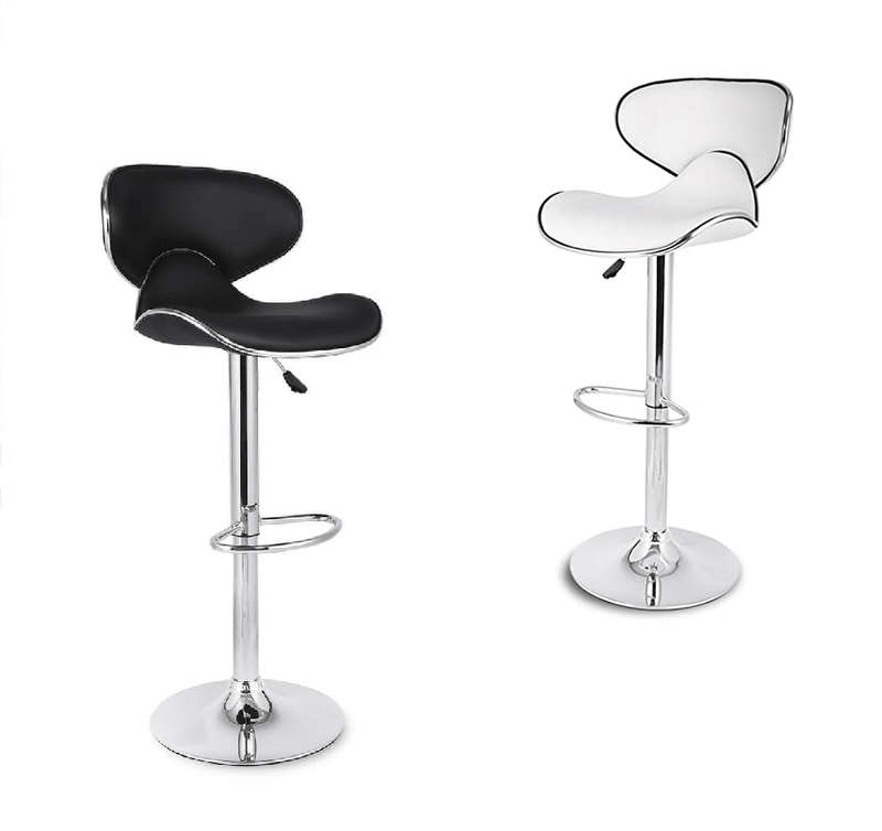 SMTE Stylish Chrome Base Butterfly Style Bar Stools - Set of 2 with keychain