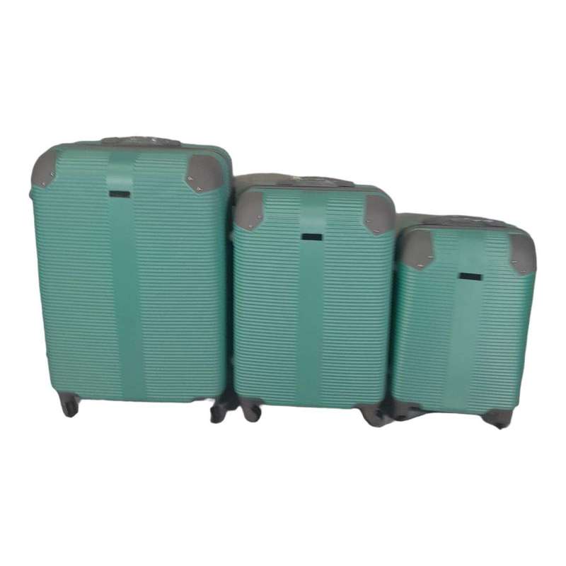 SMTE Quality Hardshell Luggage Bags - Blue - F20 - Green with keychain