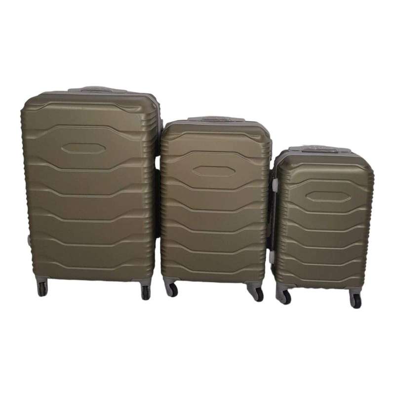 SMTE 3 Piece ABS Trolley Luggage Bag Set - V1-F18 - Gold with keychain