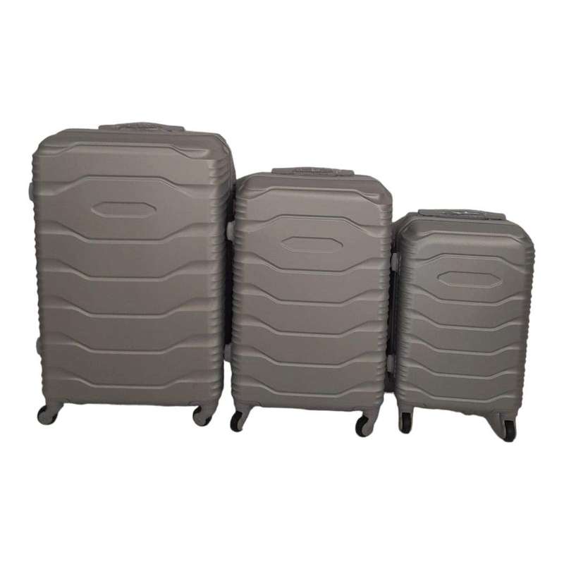 SMTE 3 Piece ABS Trolley Luggage Bag Set - V1-F18 - Silver with keychain