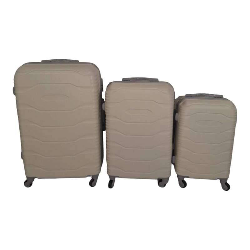 SMTE 3 Piece ABS Trolley Luggage Bag Set - V1-F18 - White with keychain