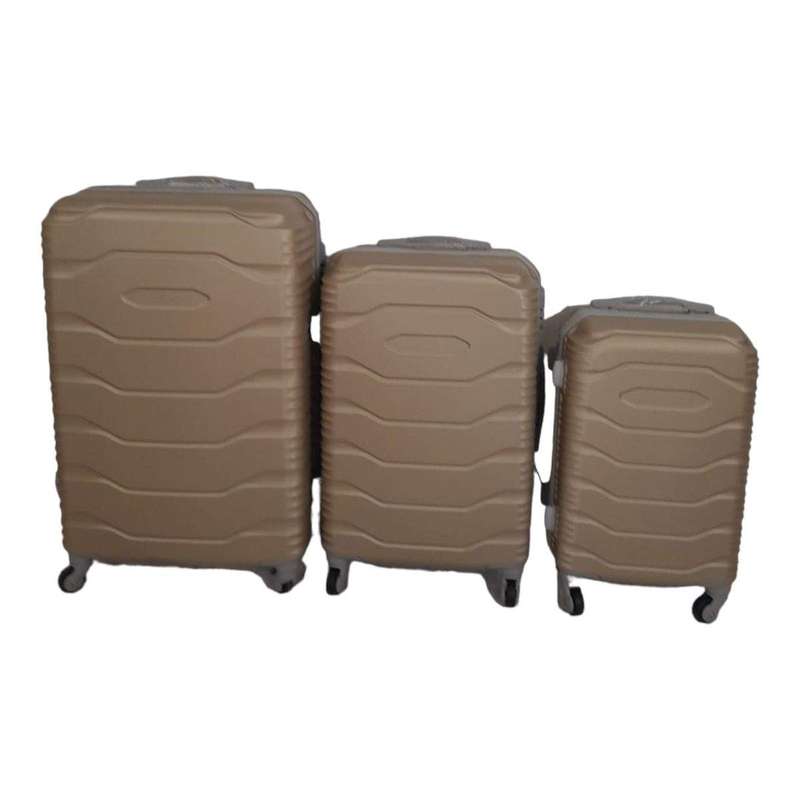 SMTE 3 Piece ABS Trolley Luggage Bag Set - V1-F18 - Yellow with keychain