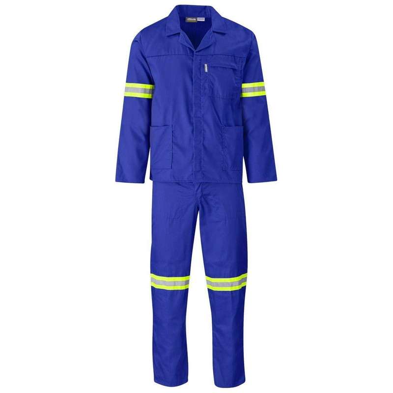 SMTE - Quality 2 Piece Worksuit/Uniform Shirt & Pants Combo- Royal blue - 38 L x 42 W cm with key...