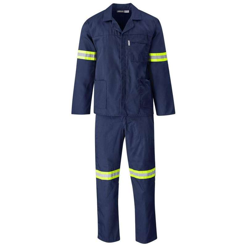 SMTE - Quality 2 Piece Worksuit/Uniform Shirt & Pants Combo- Navy blue - 40 L x 44 W cm with keyc...
