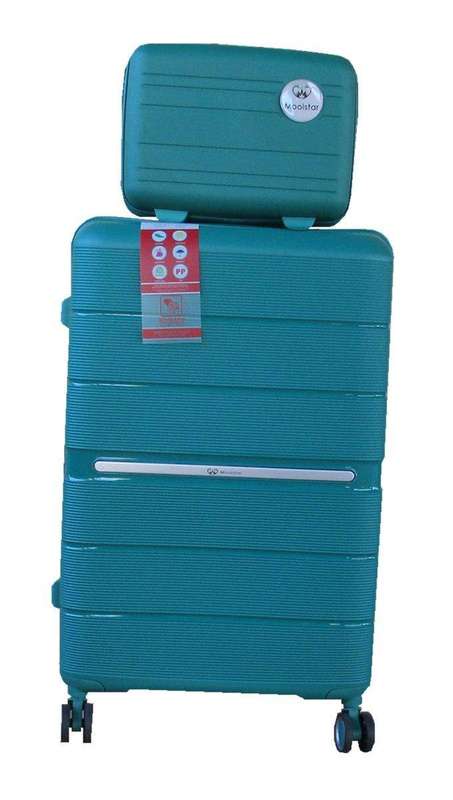 SMTE Unbreakable Travel Luggage 2 Piece Suitcases Spinner - 22" - Coral Blue with keychain