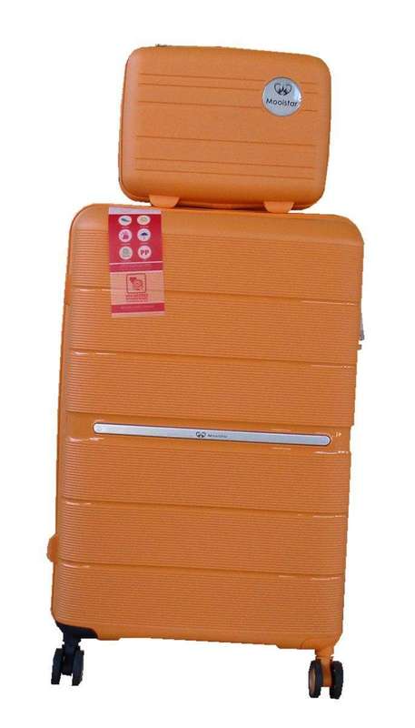 SMTE Unbreakable Travel Luggage 2 Piece Suitcases Spinner - 28" - Orange with keychain