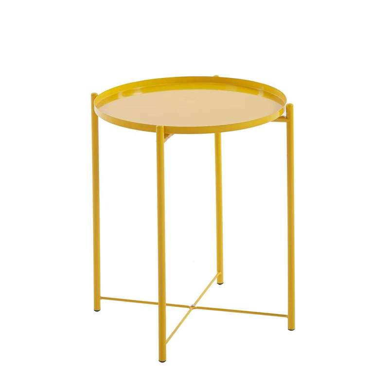 SMTE-1 Tier Colourful Metal Round Side Table/Tray Table/Coffee Table-Yellow with keychain