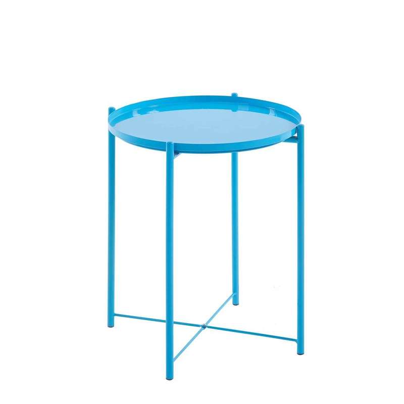 SMTE-1 Tier Colourful Metal Round Side Table/Tray Table/Coffee Table - Blue with keychain