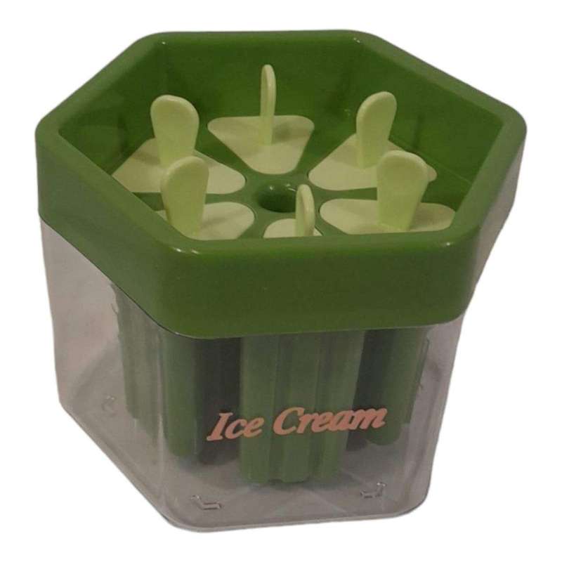 SMTE 6 Grid Ice Cream Mold With Ice Bucket-F24 - Green with keychain