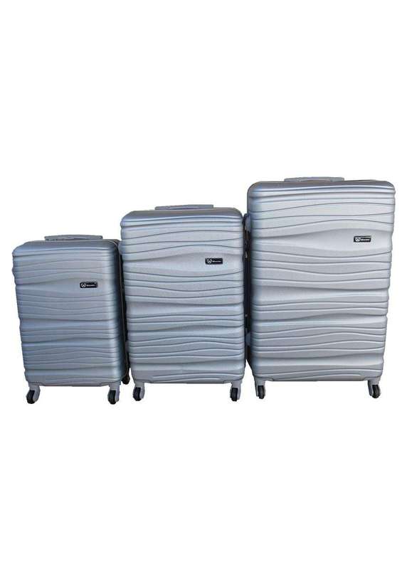 SMTE 3 Piece Travel 30" Luggage Suitcase Bag Set-Stylish -Silver with keychain