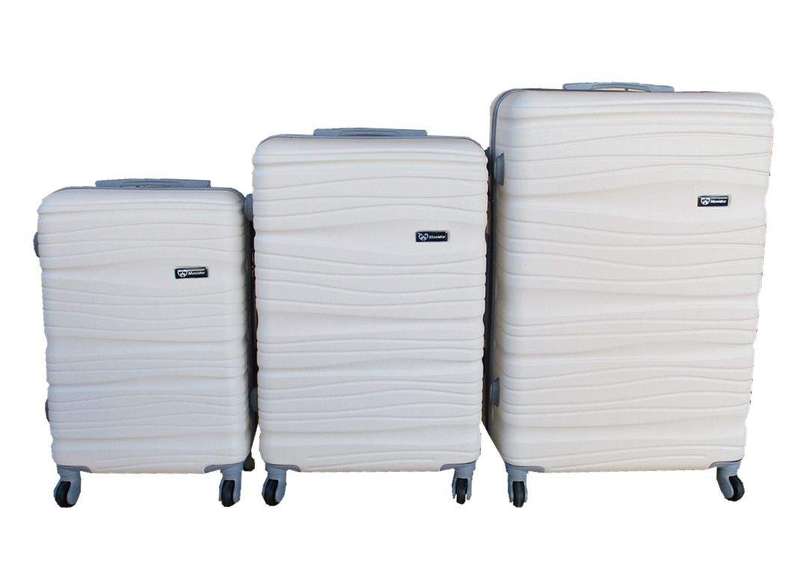 SMTE 3-Piece Travel 30-Inch Luggage Suitcase Bag Set - Stylish - Cream White with keychain