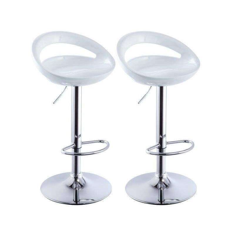 SMTE Set Of 2 Modern Stylish Kitchen Breakfast Bar Stools - White with keychain