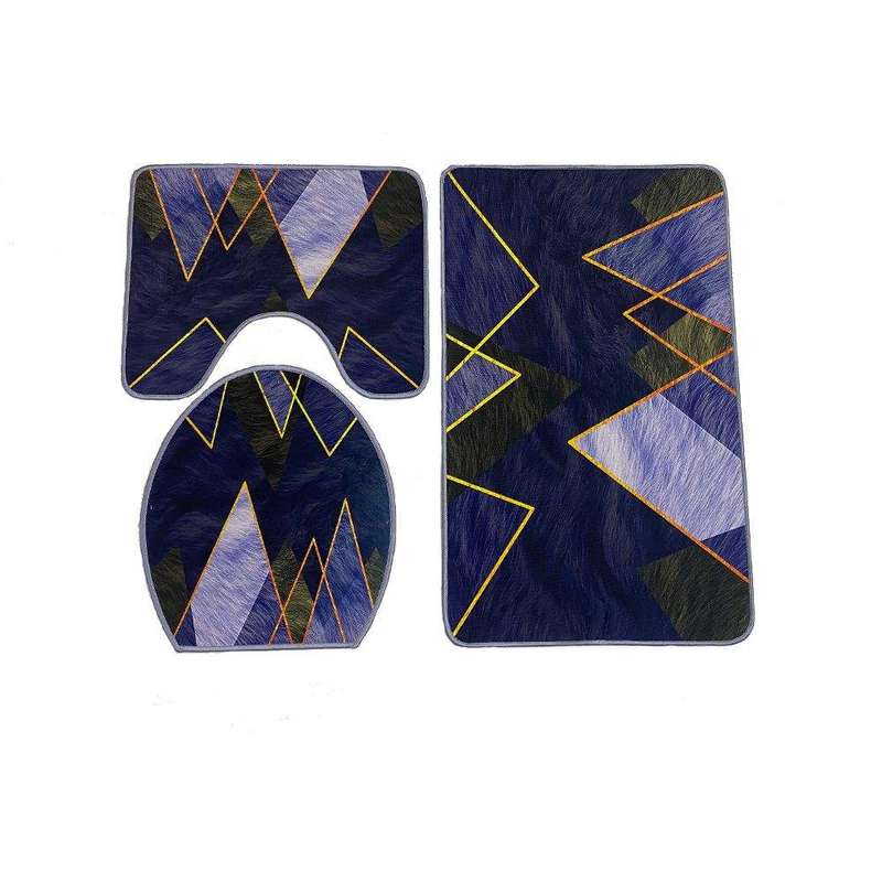 SMTE New Look 3 Piece Fancy 3D Bathroom Mats Set with keychain