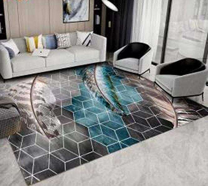 SMTE Modern 3D Geometric Design 3dx Rug Rug - BA27 120cm by 160cm with keychain