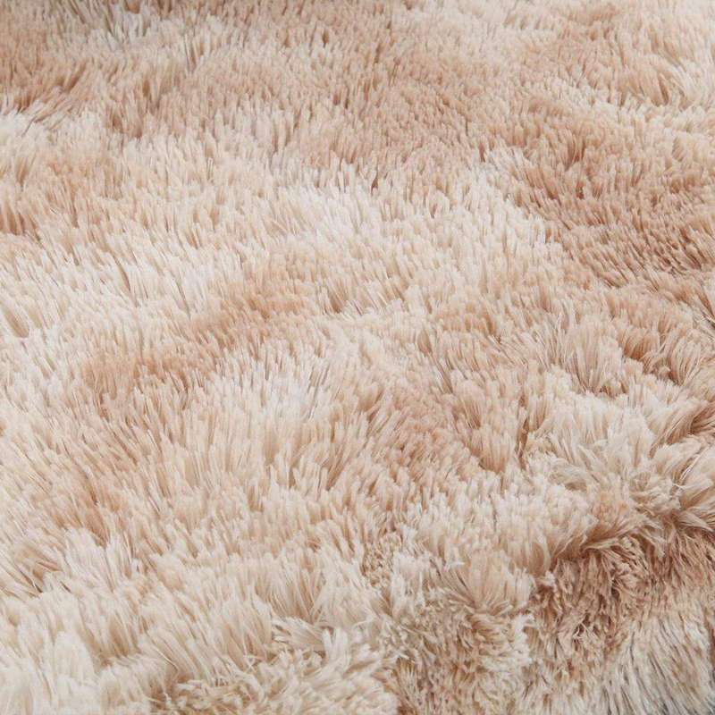 SMTE Light Fluffy Shaggy Rug/Carpet - Biege&Brown with keychain