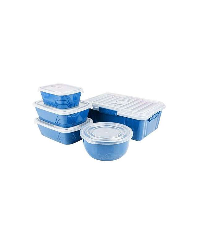 SMTE 5 Pieces Lunch Box Set - HB - Blue with keychain