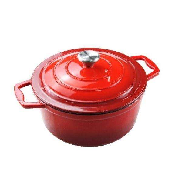 SMTE 2 Pc Cast Iron Pot with Lid - Red with keychain