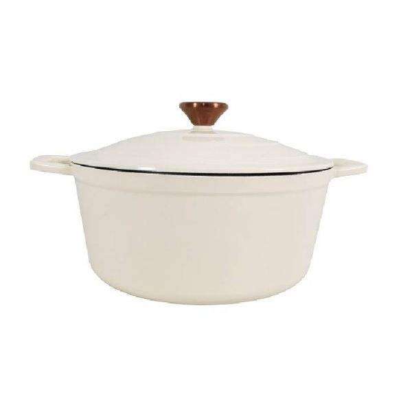 SMTE 2 Pc Cast Iron Pot with Lid - White with keychain