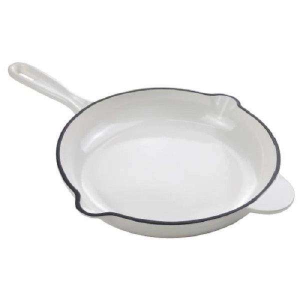 SMTE White Cast Iron Saucepan with keychain