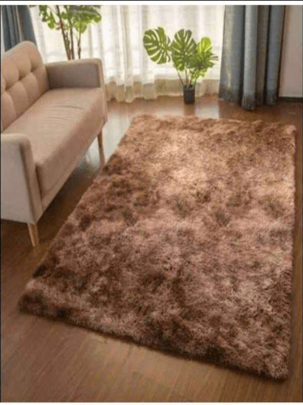 SMTE 200x150 Brown with Beige Shade Foldable Fluffy Shaggy Rug with keychain