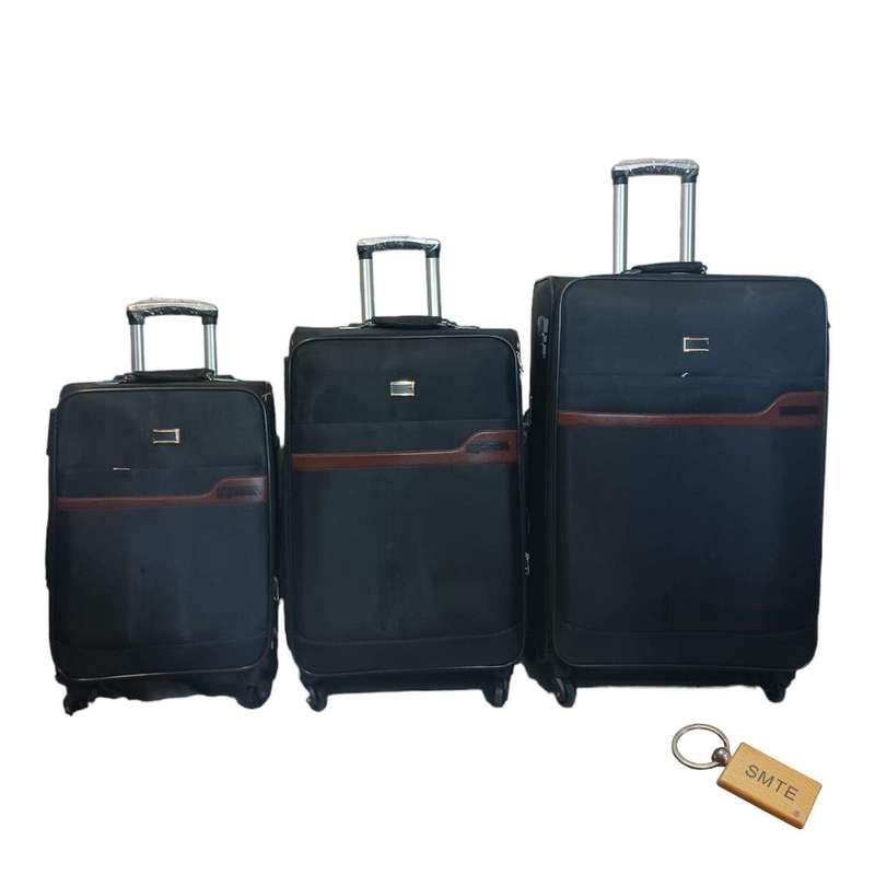 SMTE G4 Premium 3-Piece Suitcase Set: Black+ Smte Keyring with keychain