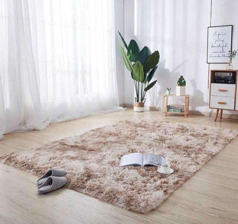 SMTE Large Premium Quality Fluffy Carpet/Rug - Brown Mix with keychain