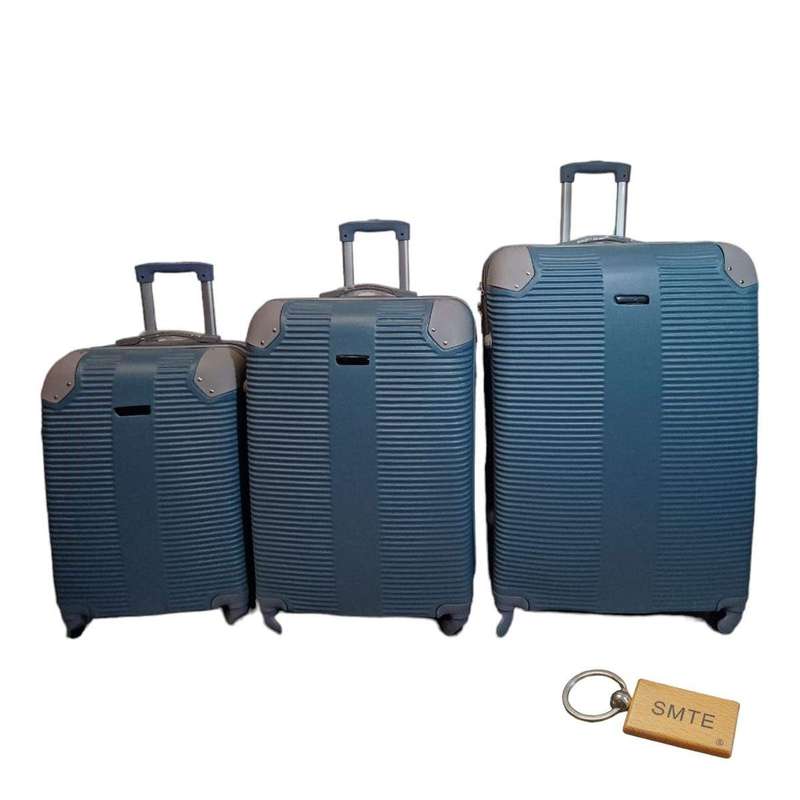SMTE G3 Premium Suitcase Luggage Collection Set with Keyring - 3-Piece - Blue with keychain