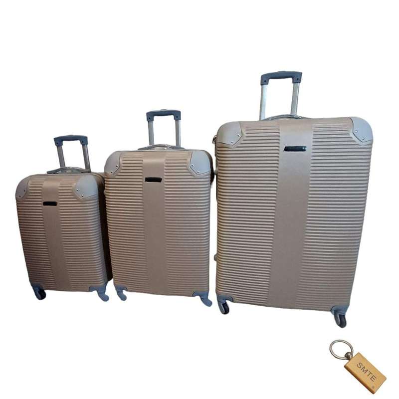 SMTE G3 Premium Suitcase Luggage Collection Set with Keyring - 3-Piece - Cream with keychain