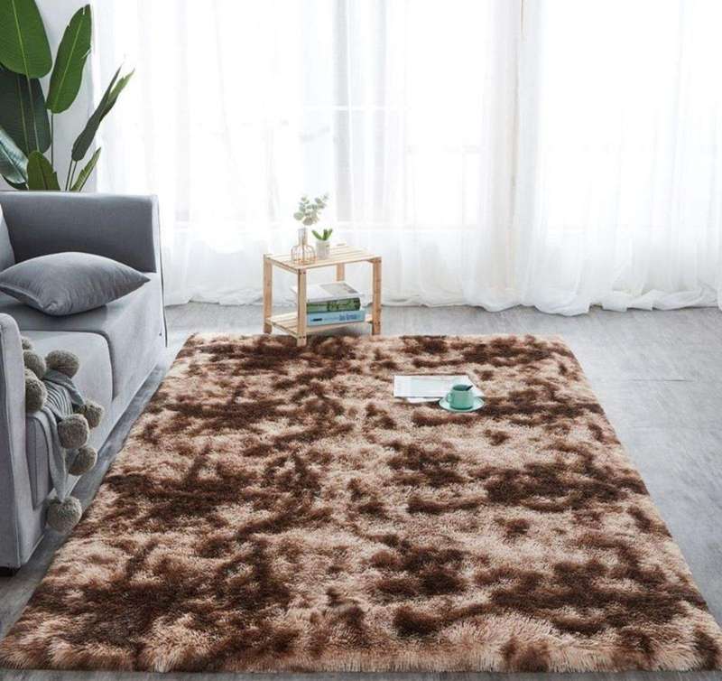 SMTE Large Premium Quality Fluffy Carpet/Rug - Coffee Mix with keychain