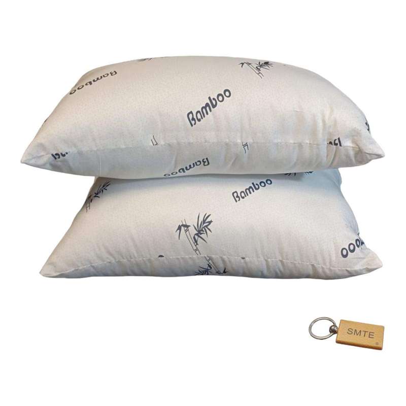 SMTE Breathe Easy Bamboo Pillow-Memory Foam for Ultimate Comfort Set of 2 with Key with keychain
