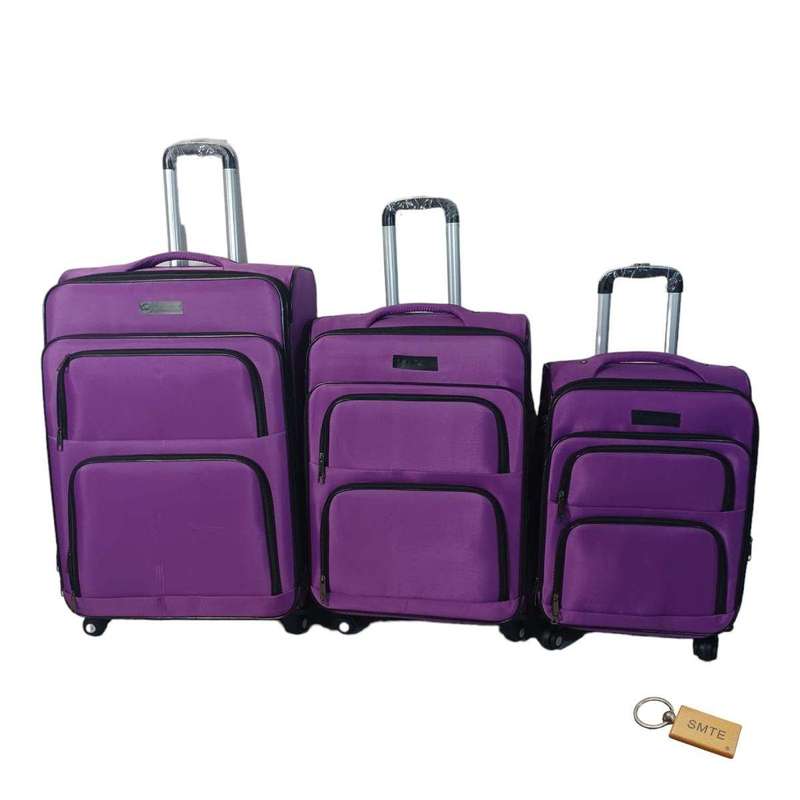 SMTE Portable Elegance: Unveiling 3piece Fabric Suitcase Collection H1 with keychain