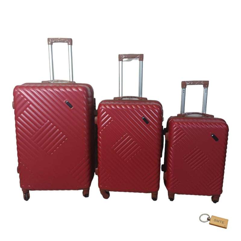 SMTE Expert Hard Outer Shell Suitcase - Quad Wheel-G2 With SMTE Bag Tag - 3-Piece - Ajax Red with...