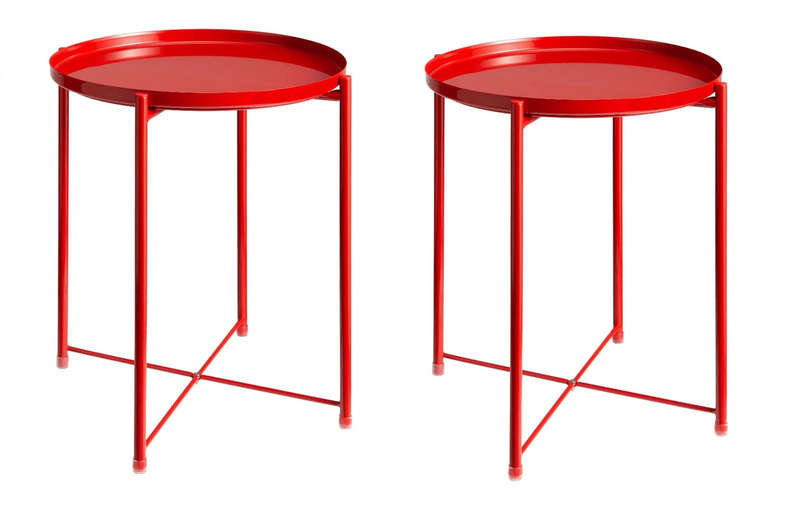 SMTE 2 x Metal Coffee Tables - Red with keychain