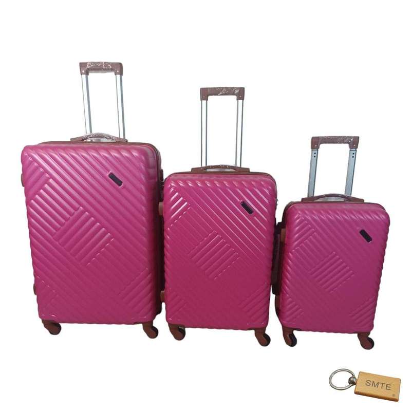 SMTE Expert Hard Outer Shell Suitcase - Quad Wheel-G2 With SMTE Bag Tag - 3-Piece - Magenta Pink ...