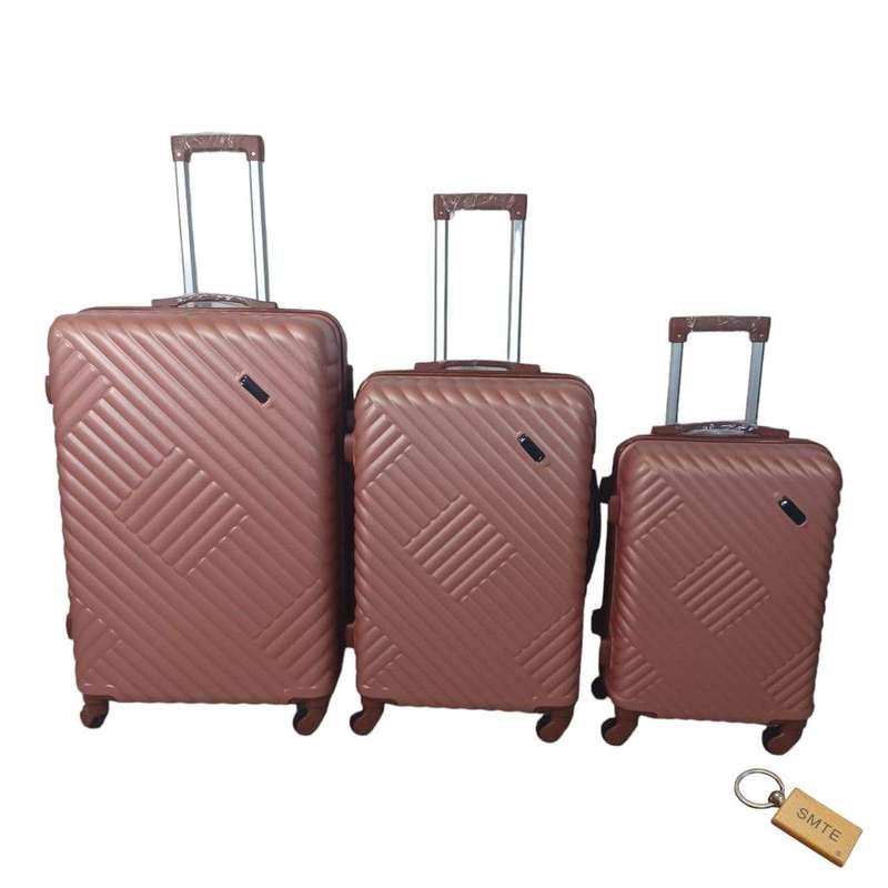 SMTE Expert Hard Outer Shell Suitcase - Quad Wheel-G2 With SMTE Bag Tag - 3-Piece - Salmon Rose w...