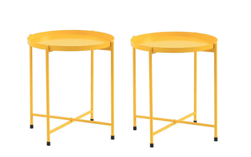 SMTE 2 x Metal Coffee Tables - Yellow with keychain