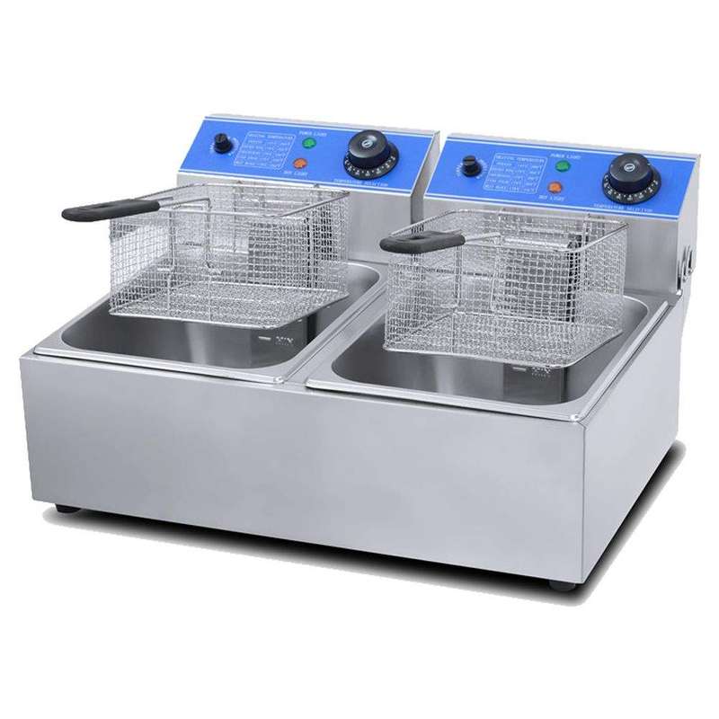 SMTE 6L + 6L  Stainless Steel Double Tank Electric Fryer with keychain