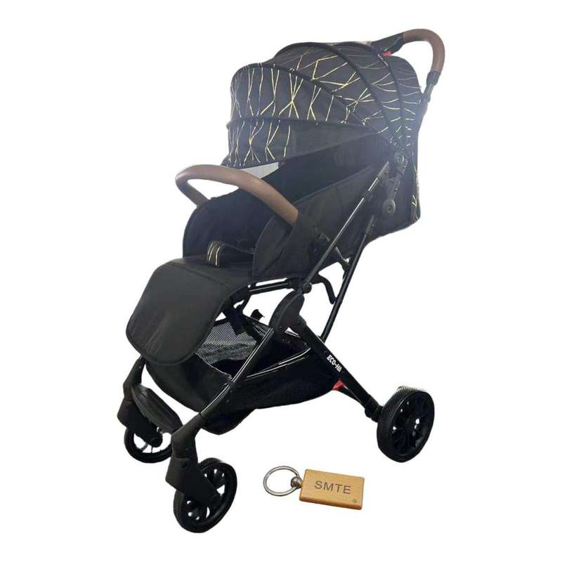 Smte-Travel System Baby Stroller Jogger Pram With SMTE Keychain - Black with Gold
