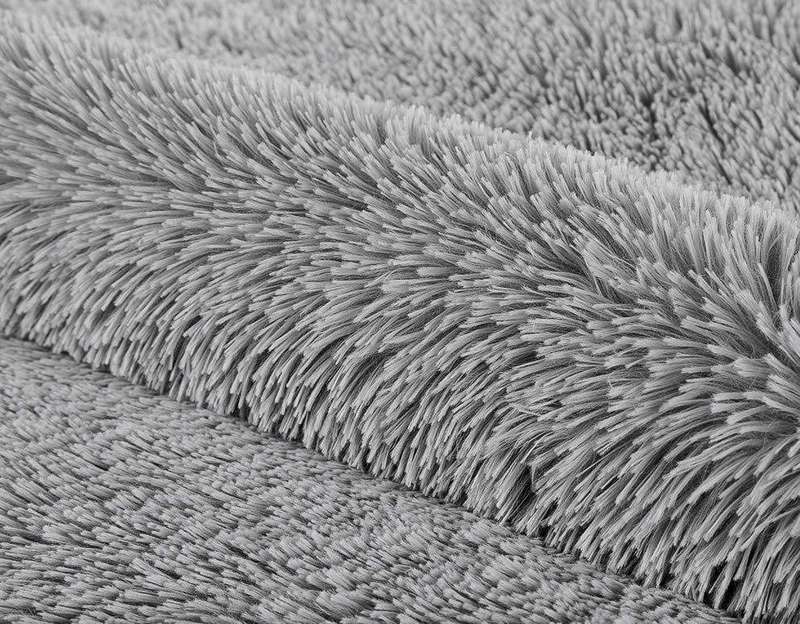 SMTE Large Fluffy Shag Fur Rugs - Grey with keychain