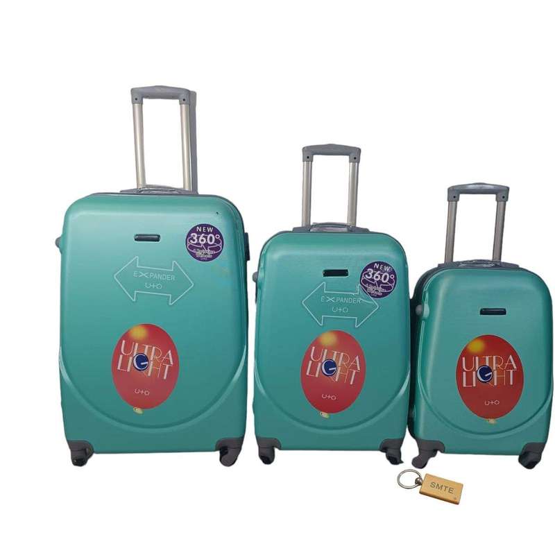 Smte -360 Degree Quad Wheel Luggage With Smte Bag tag - 3 Piece - Soda Green with keychain