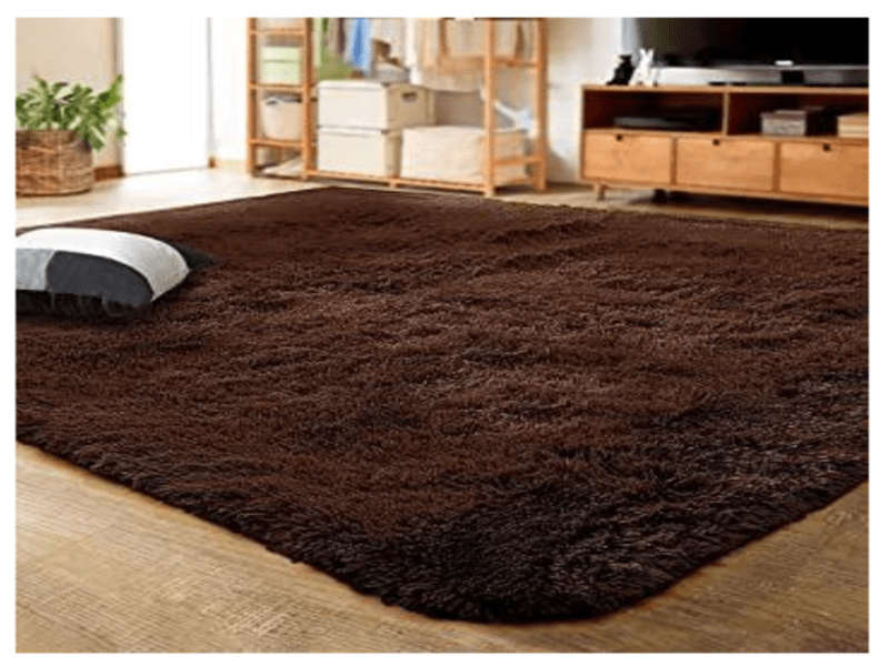 SMTE Fluffy Rug/Carpet - Plain Dark Brown with keychain