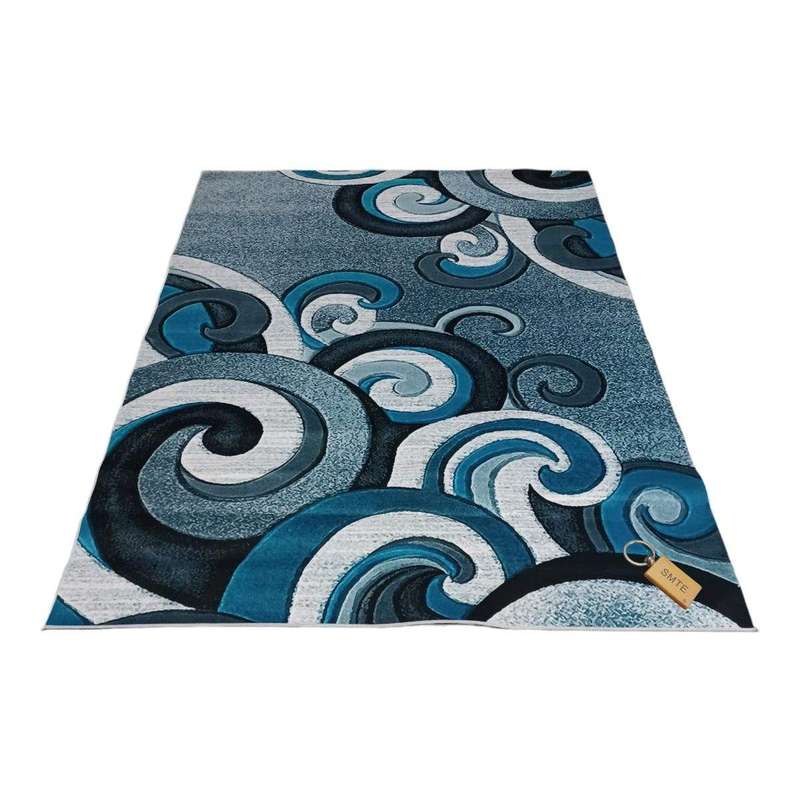 SMTE 200cm by 150cm - Modern 3D Geometric Design Area Rug A2 With SMTE Keyring with keychain