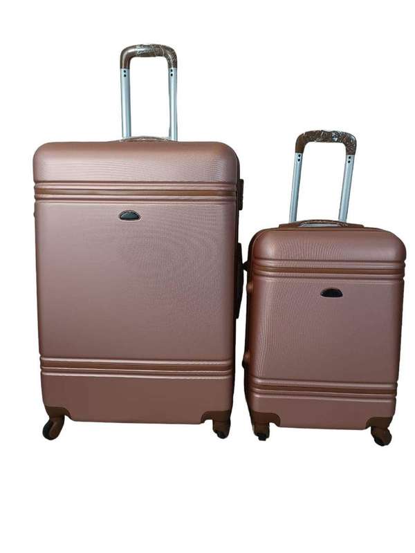 Smte - 2 Piece Hard Outer Shell Luggage Set - Pink with keychain